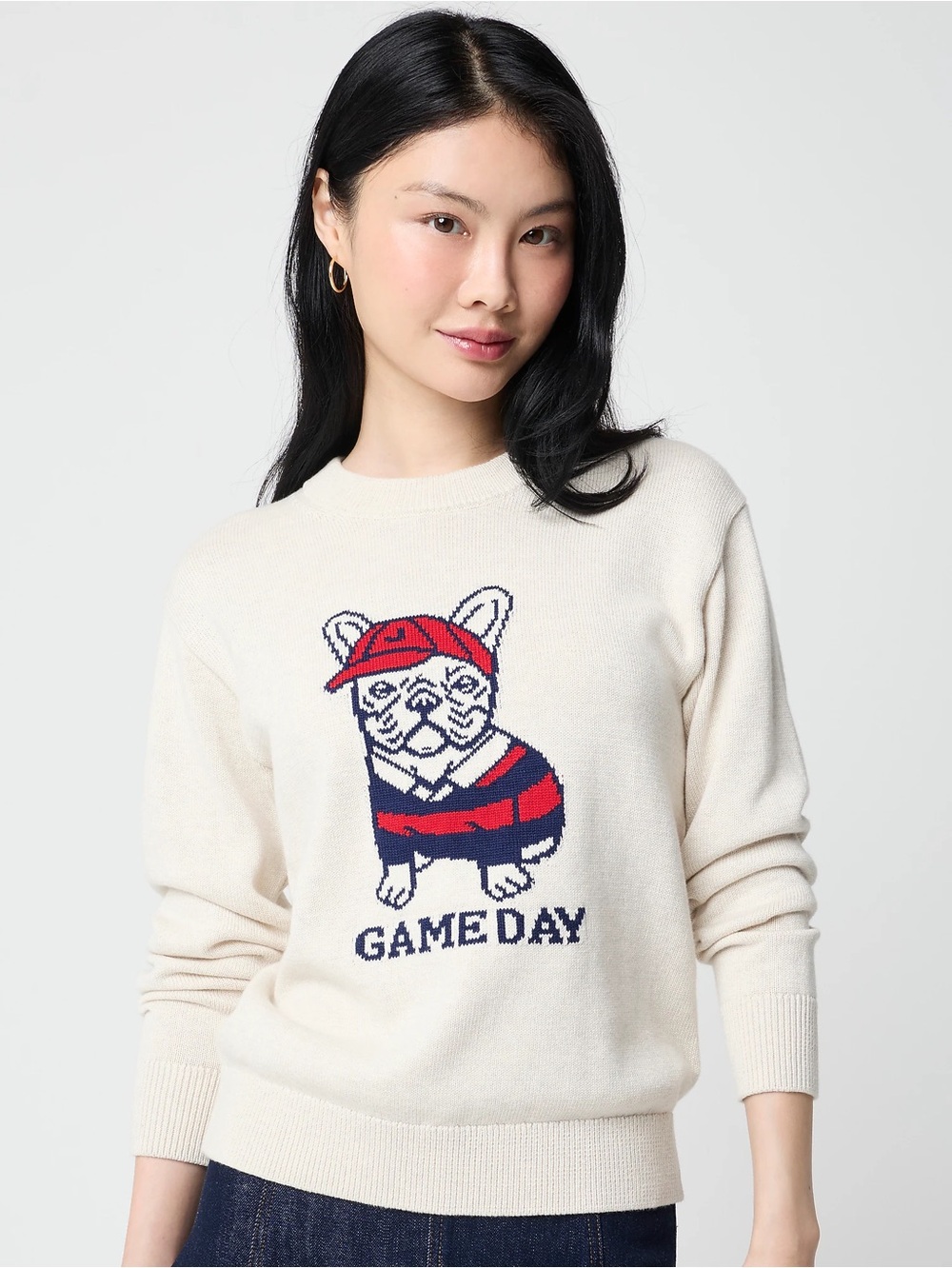 NWT J.Crew 100% Cotton βGame Day β French Bulldog Sweater